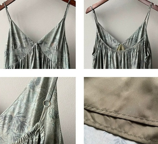 Ink Painting Printing Slip Dress Women's Summer Retro Loose