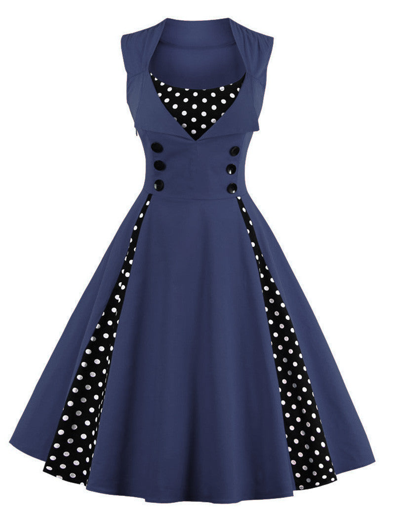 Wave Point Stitching Swing Dress
