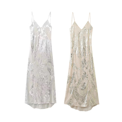 Women's Metal Printing Slip Dress