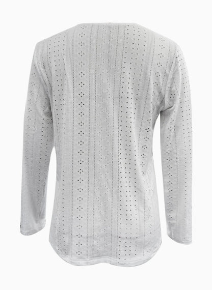 Button Front V-Neck Long Sleeve Blouse