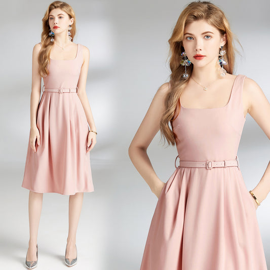 Vorteva Style Elegance Sleeveless Halter Skirt Belt