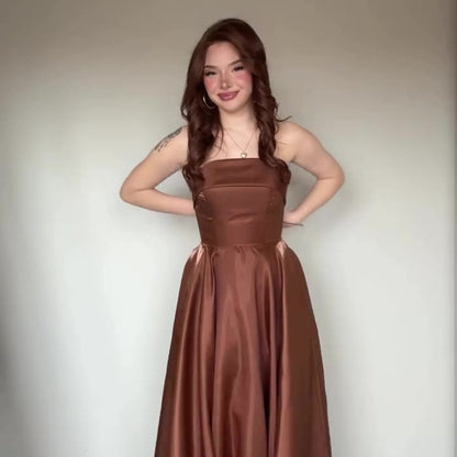Lace-Up Tube Top Evening Dress