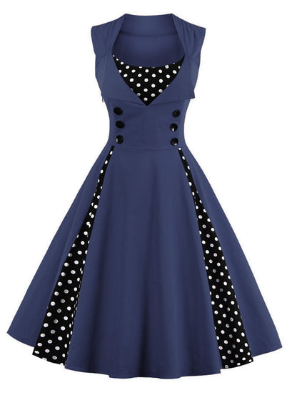 Wave Point Stitching Swing Dress