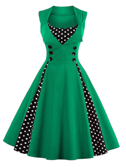 Wave Point Stitching Swing Dress