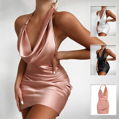 Vorteva Stunning V-neck satin mini dress