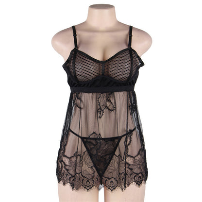 Women's Steel Ring See-through Mesh Slip Nightdress