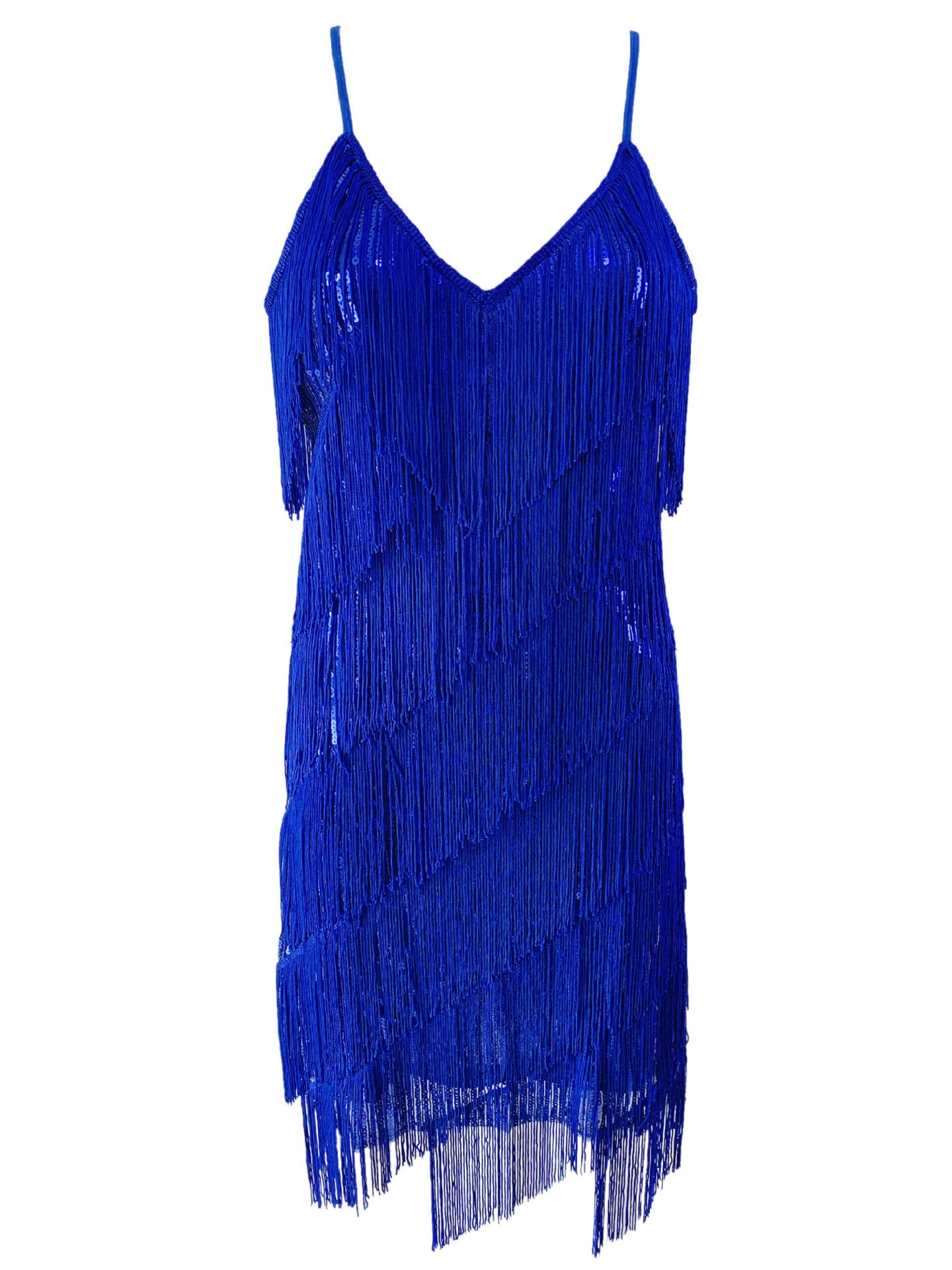 Sequined Fringe Latin Dance Dress with Suspenders