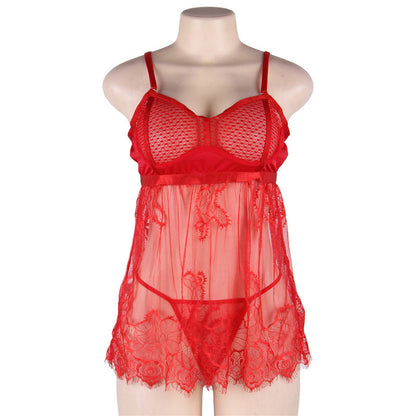 Women's Steel Ring See-through Mesh Slip Nightdress