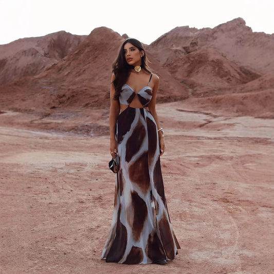 Tie-Dye Sexy Spaghetti Strap Vacation Dress