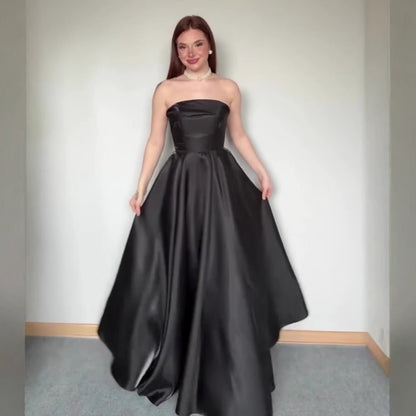Lace-Up Tube Top Evening Dress