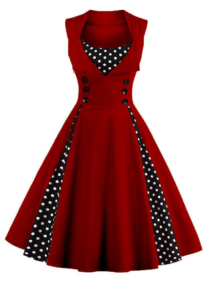Wave Point Stitching Swing Dress