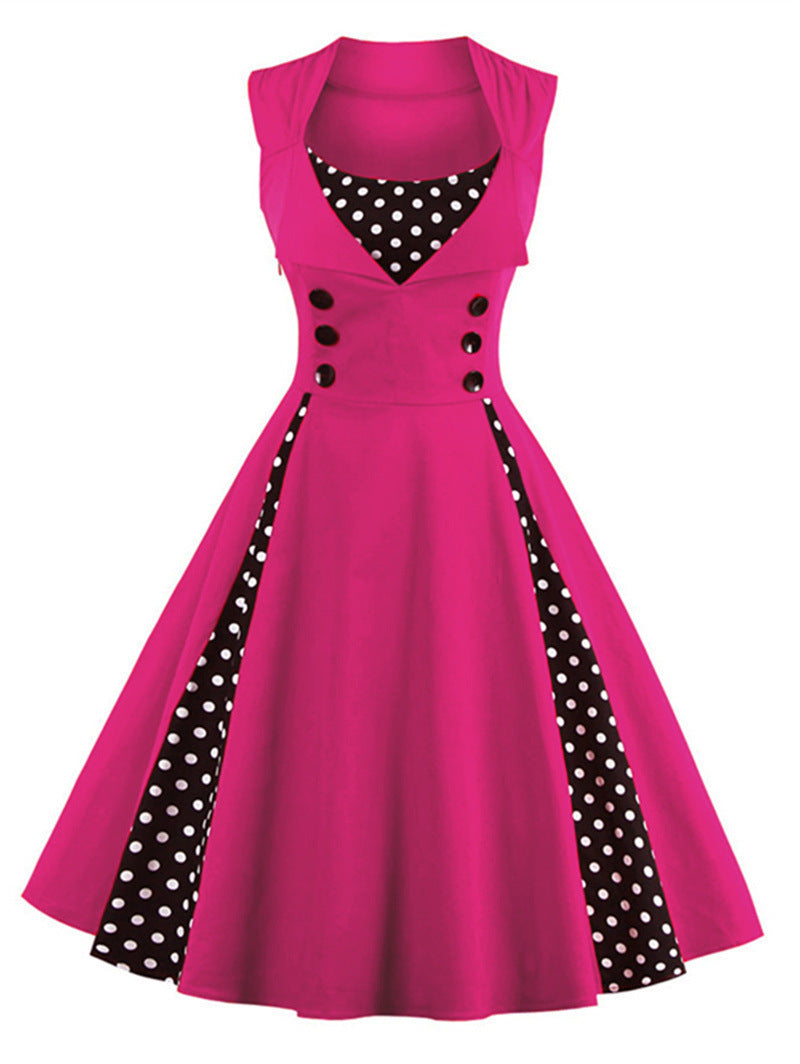 Wave Point Stitching Swing Dress