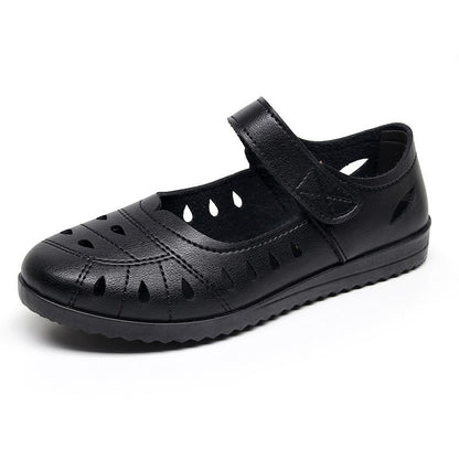 Hollow Breathing Comfortable Flat Soft Bottom Middle-aged And Elderly Sandals