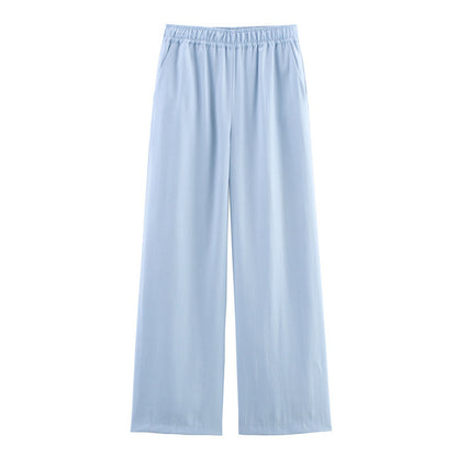 Elastic Waist Comfortable Wide Leg Casual Trousers