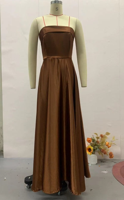 Lace-Up Tube Top Evening Dress